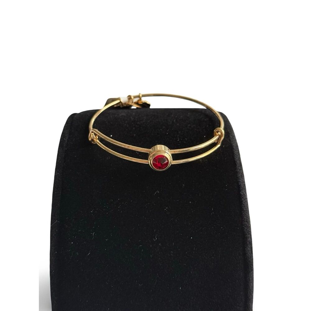 alex and ani gold bangle bracelet - red crystal - expandable - energy+